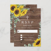 宗教的素朴フローラひまわり結婚納屋 出欠カード (正面/裏面)