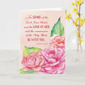 宗教的考えな聖なる書物、 経典ピンクローズ カード (黄色い花)