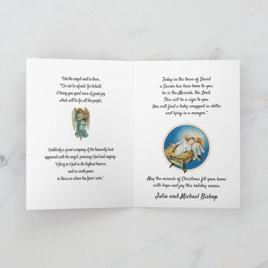 宗教的聖なる書物、 経典クリスマスベビーイエス出生 シーズンカード (内部)