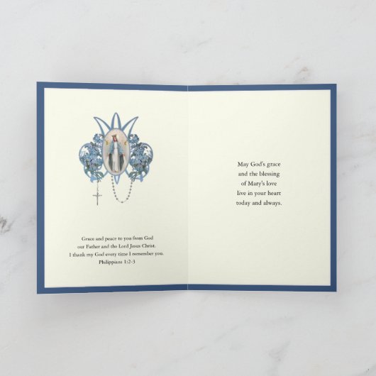 宗教的誕生日ヴァージンメアリーフローラ カード (内部)
