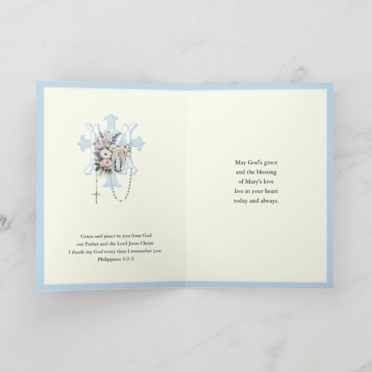 宗教的誕生日ヴァージンメアリーフローラ カード (内部)