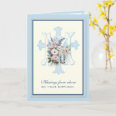 宗教的誕生日ヴァージンメアリーフローラ カード (黄色い花)