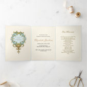 宗教的誕生日ヴァージンメアリーブルーフローラ 三つ折り招待状 (内部)