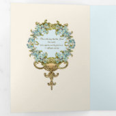 宗教的誕生日ヴァージンメアリーブルーフローラ 三つ折り招待状 (内部最初)