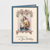 宗教的誕生日ヴァージンメアリーロザリーカード カード (正面)