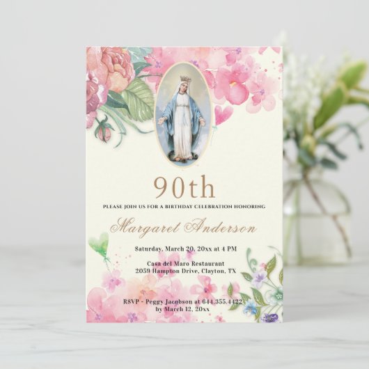 宗教的誕生日ヴァージンメアリー聖なる書物、 経典フローラ 招待状 (スタンド正面)