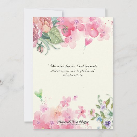 宗教的誕生日ヴァージンメアリー聖なる書物、 経典フローラ 招待状 (裏面)