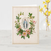 宗教的賛美なヴァージンメアリフローラヴィンテージ カード (黄色い花)