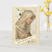 宗教的賛美なヴァージンメアリー母の日ヴィンテージ カード (黄色い花)