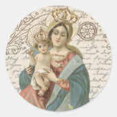 宗教的賛美ヴァージンマリーイエスヴィンテージ ラウンドシール (正面)