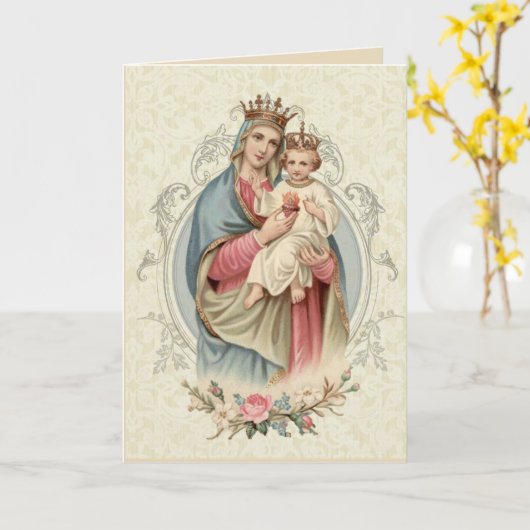 宗教的賛美ヴァージンマリーイエス祈りの言葉 カード (黄色い花)