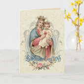 宗教的賛美ヴァージンマリーイエス誕生日カード カード (黄色い花)