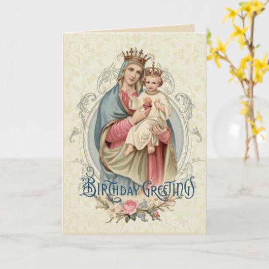 宗教的賛美ヴァージンマリーイエス誕生日 カード (黄色い花)