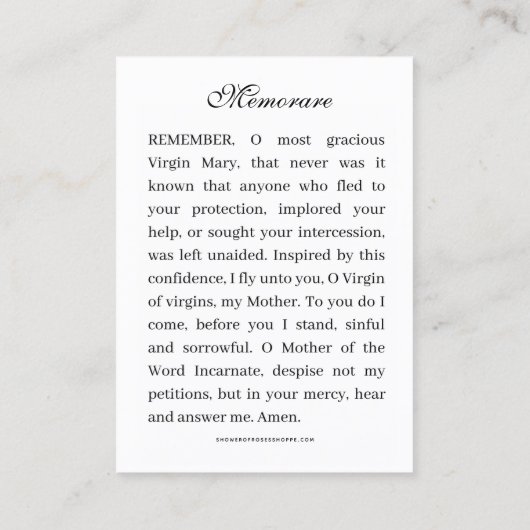 宗教的賛美ヴァージンマリーイエズラムバラ 名刺 (裏面)