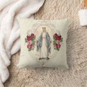 宗教的賛美ヴァージンマリーカトリックバラ クッション (ブランケット)