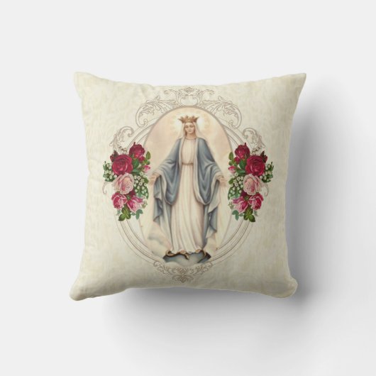 宗教的賛美ヴァージンマリーカトリックバラ クッション (裏面)