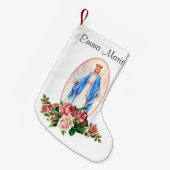 宗教的賛美ヴァージンマリーカトリック祈りの言葉 スモールクリスマスストッキング (正面 (吊り時))