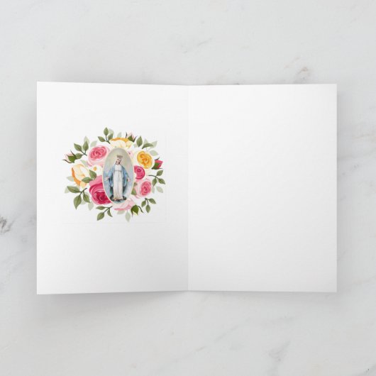 宗教的賛美ヴァージンマリーピンクローズ カード (内部)