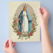 宗教的賛美ヴァージンメアリーカトリックレッドローズ チラシ (手)