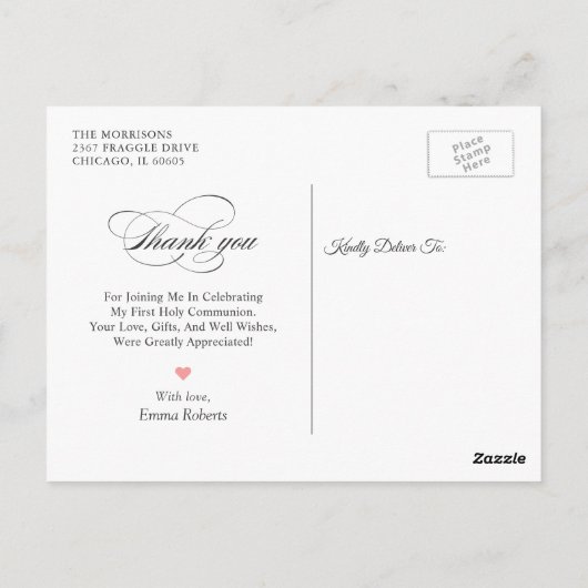 宗教的金ゴールドクロス赤面ピンクフローラありがとう ポストカード (裏面)