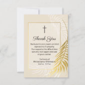 宗教的金ゴールドパーム葬儀サンキューノートカード サンキューカード (正面)