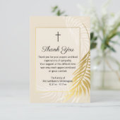 宗教的金ゴールドパーム葬儀サンキューノートカード サンキューカード (スタンド正面)