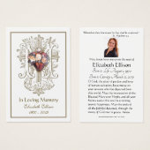 宗教的金ゴールドマリアンクロスハート葬儀祈りの言葉 (正面&裏面)