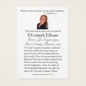 宗教的金ゴールドマリアンクロスハート葬儀祈りの言葉 (裏面)