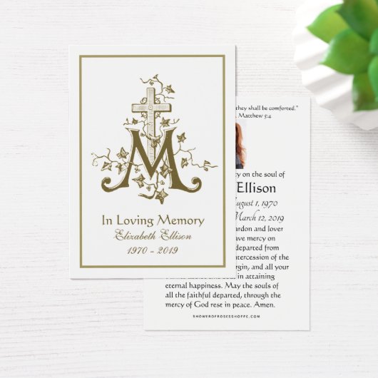 宗教的金ゴールドマリアンクロス葬儀祈りの言葉 (デスク)