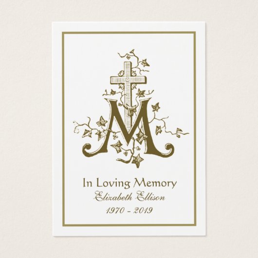 宗教的金ゴールドマリアンクロス葬儀祈りの言葉 (正面)