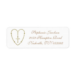 宗教的金ゴールドロザリオ十字架ハートカトリック ラベル