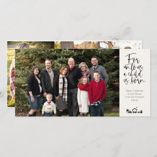 宗教的4写真クリスマスカードKJV聖句 案内状 (正面/裏面)