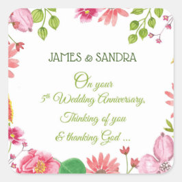 宗教的5周年結婚の花 スクエアシール