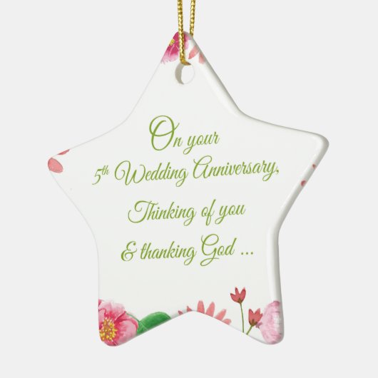 宗教的5周年結婚の花 セラミックオーナメント (左)