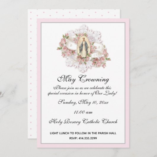 宗教的5月のヴァージンメアリーマザーズの日 招待状 (正面/裏面)