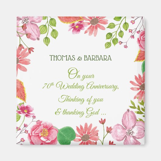 宗教的70周年結婚の花 マグネット (正面)