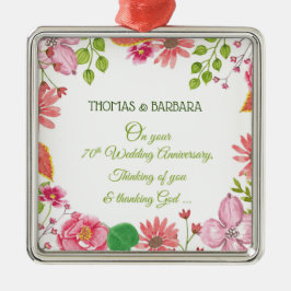 宗教的70周年結婚の花 メタルオーナメント