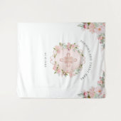 宗教的、ほんのりとした、ピーチローズゴールドの写真用背景 タペストリー (正面(横))