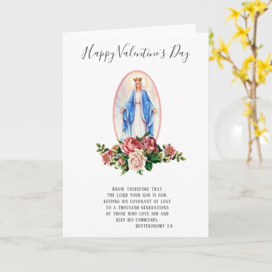 宗教的 |バレンタインデー |ヴァージンマザーメアリー カード (黄色い花)