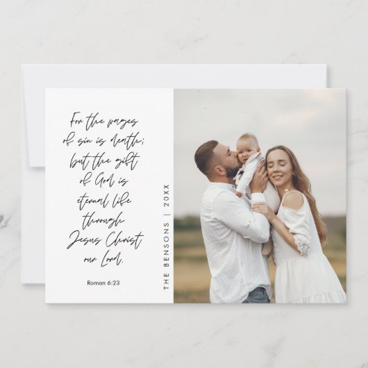 宗教的, メリークリスマス, キリスト教の家族写真 シーズンカード (正面)