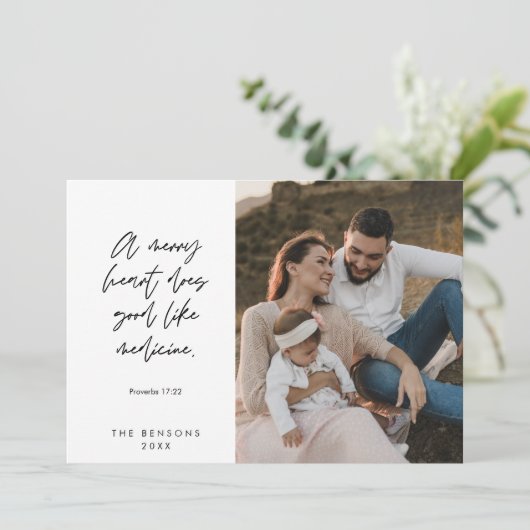 宗教的、メリークリスマス、クリスチャン家族の写真 シーズンカード (スタンド正面)