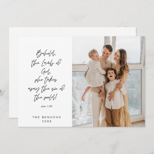 宗教的、メリークリスマス、クリスチャン家族の写真 シーズンカード (正面/裏面)