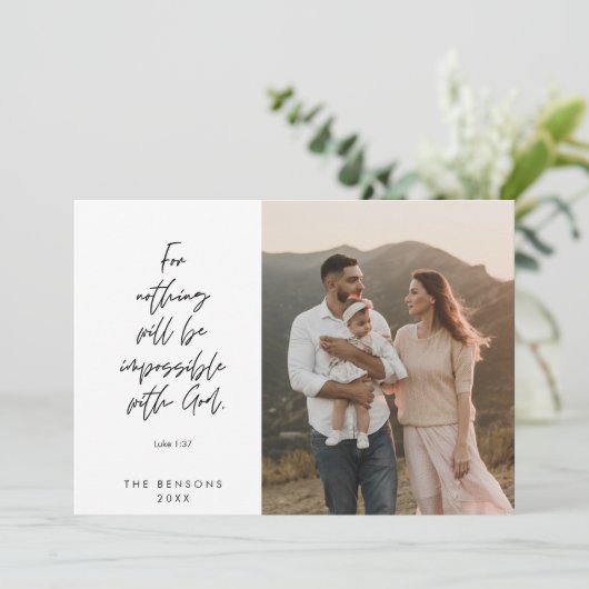 宗教的、メリークリスマス、クリスチャン家族の写真 シーズンカード (スタンド正面)