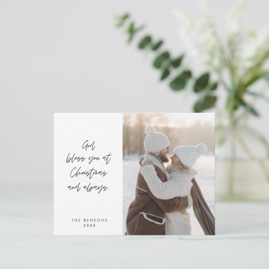 宗教的、メリークリスマス、クリスチャン家族の写真 ポストカード (スタンド正面)