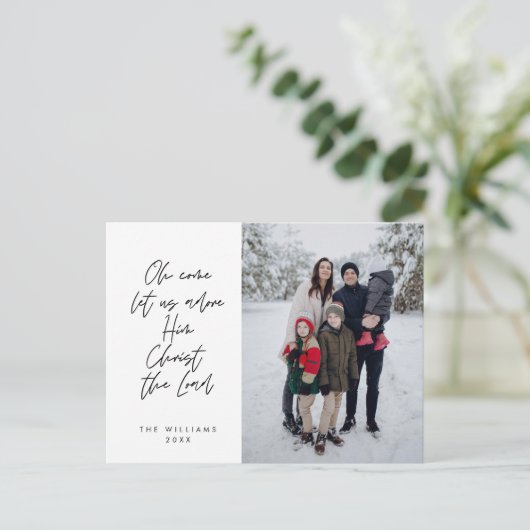 宗教的、メリークリスマス、クリスチャン家族の写真 ポストカード (スタンド正面)