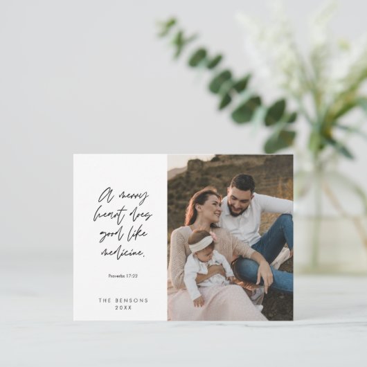 宗教的、メリークリスマス、クリスチャン家族の写真 ポストカード (スタンド正面)