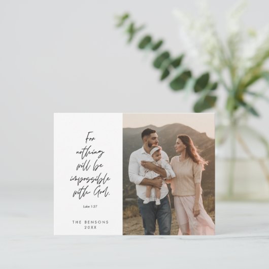 宗教的、メリークリスマス、クリスチャン家族の写真 ポストカード (スタンド正面)