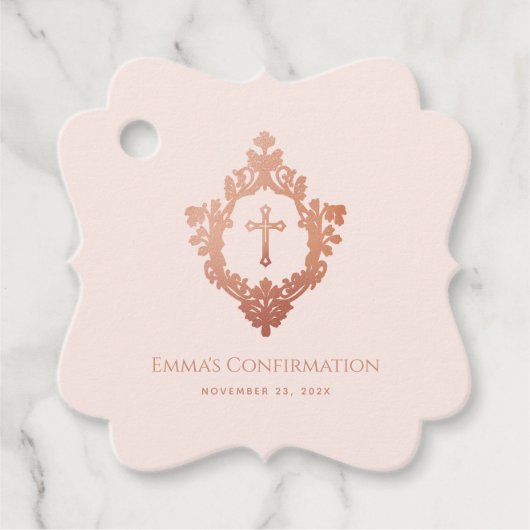 宗教確認女の子ピンクの十字紋 フェイバータグ (正面)