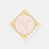 宗教確認少女ピンクフェイク金ゴールドクロス スタンダードカクテルナプキン (角)