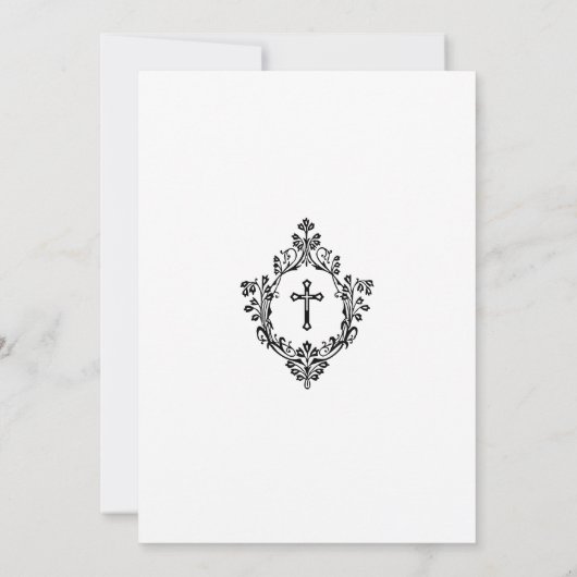 宗教確認白黒ヴィンテージ紋 招待状 (裏面)